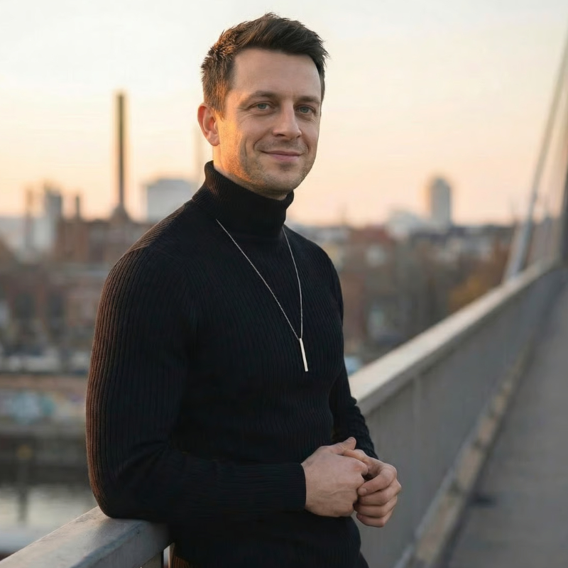 Zdjęcie profilowe na Tinder Peace po ulepszeniu przez AI